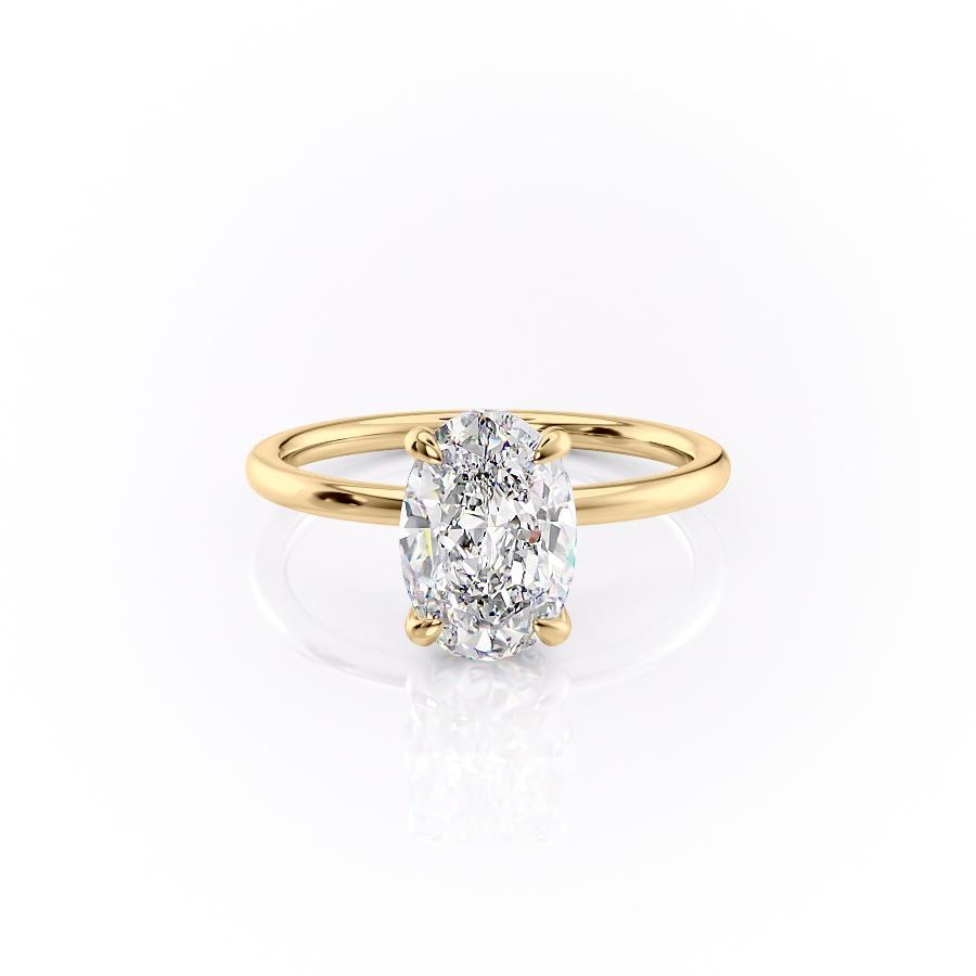 2.72 CT Oval Hidden Halo Moissanite Engagement Ring
