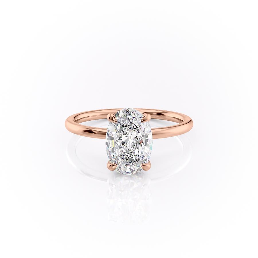 2.72 CT Oval Hidden Halo Moissanite Engagement Ring