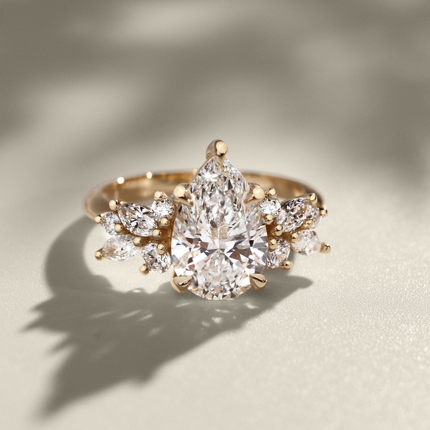 1.25 CT Pear Cluster Moissanite Engagement Ring