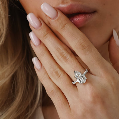 1.25 CT Pear Pave Moissanite Engagement Ring