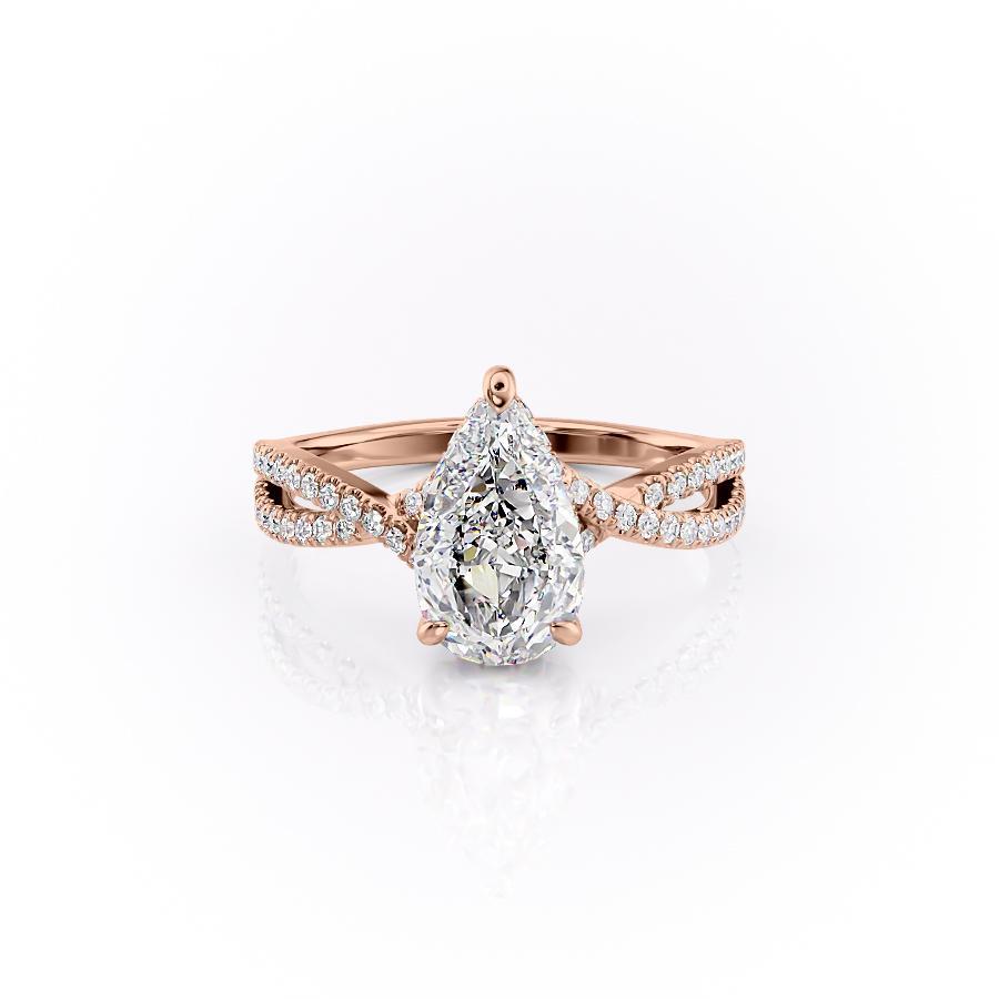 2 CT Pear Hidden Halo & Pave Moissanite Engagement Ring