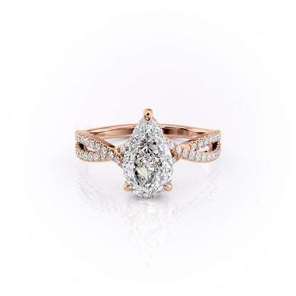 2 CT Pear Hidden Halo & Pave Moissanite Engagement Ring