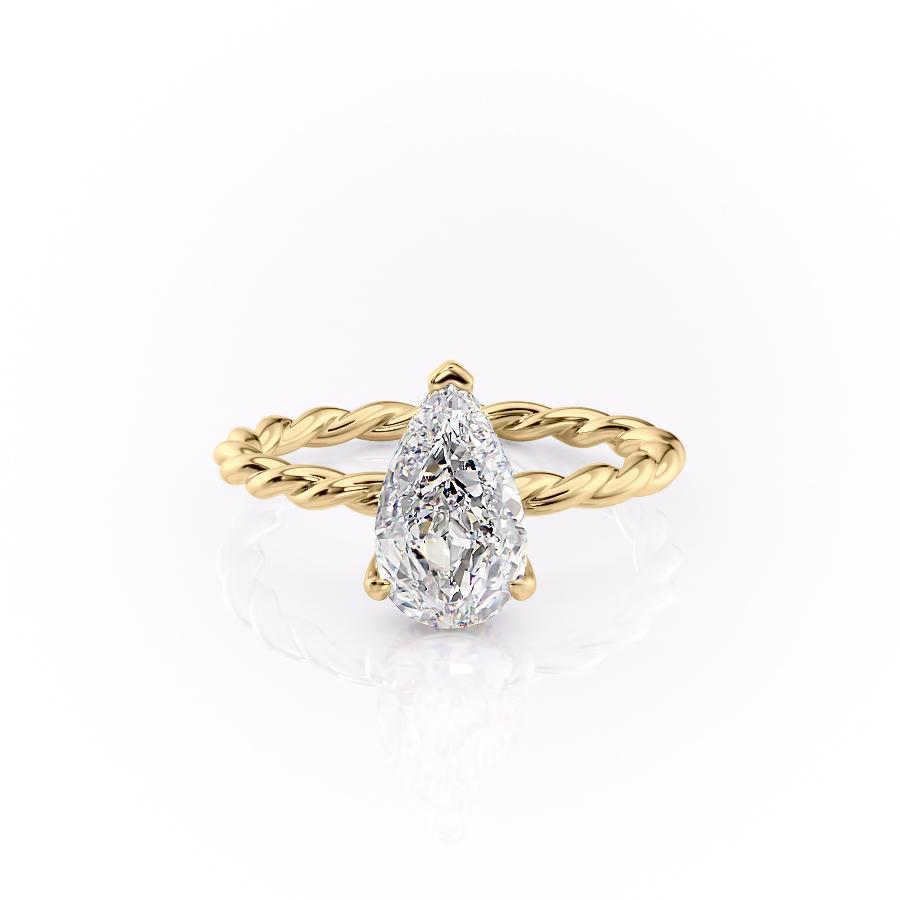 2.0 CT Pear Shaped Solitaire Twisted Rope Moissanite Engagement Ring 11