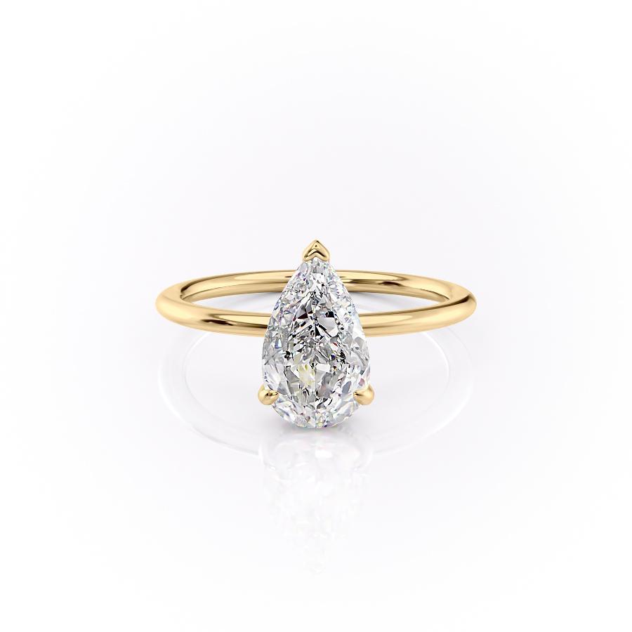 2.0 CT Pear Cut Solitaire Hidden Halo Setting Moissanite Engagement Ring 11