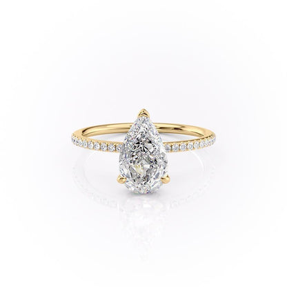 2 CT Pear Hidden Halo & Pave Moissanite Engagement Ring