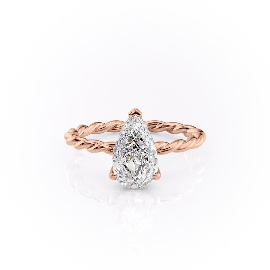 2.0 CT Pear Shaped Solitaire Twisted Rope Moissanite Engagement Ring 12