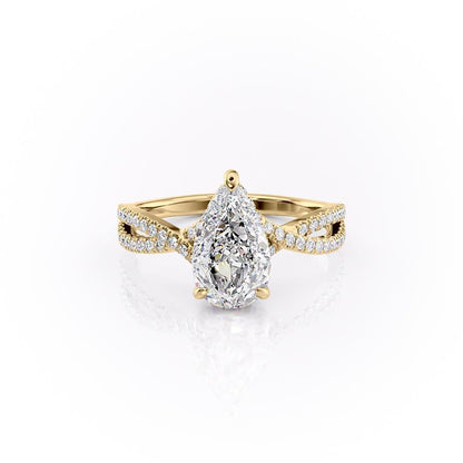 2 CT Pear Hidden Halo & Pave Moissanite Engagement Ring