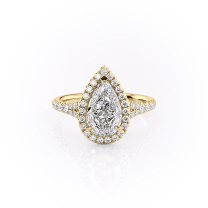 2.0 CT Pear Cut Halo Split Shank Style Moissanite Engagement Ring 11