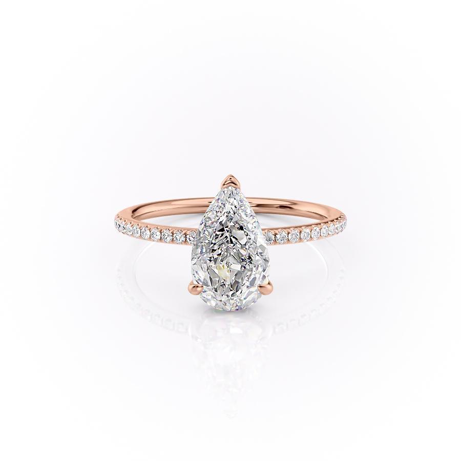 2 CT Pear Hidden Halo & Pave Moissanite Engagement Ring