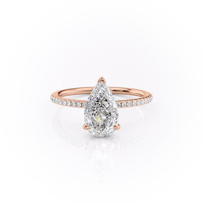 2 CT Pear Hidden Halo & Pave Moissanite Engagement Ring