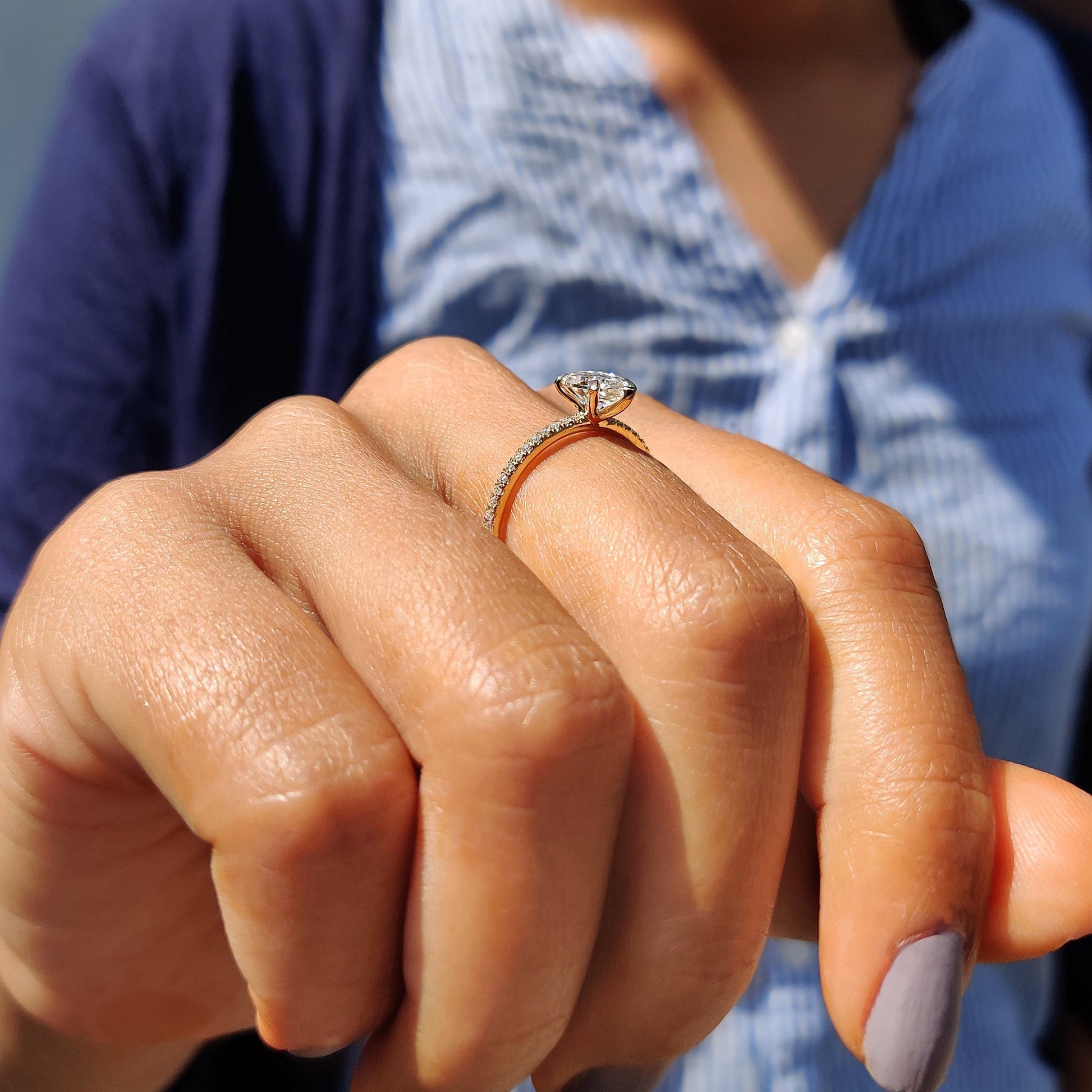 1 CT Pear Pave Moissanite Engagement Ring