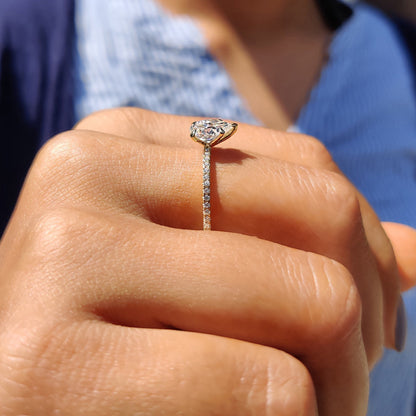 1 CT Pear Pave Moissanite Engagement Ring