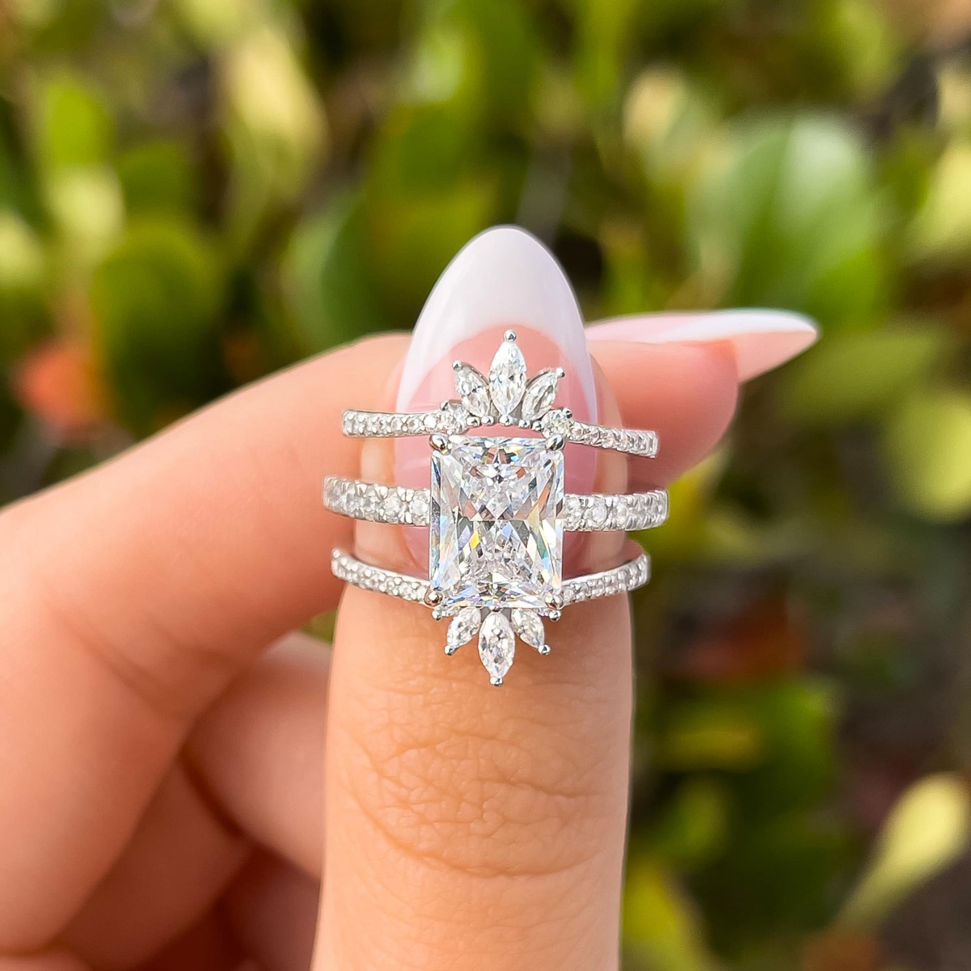 3 CT Radiant Pave Moissanite Engagement Ring