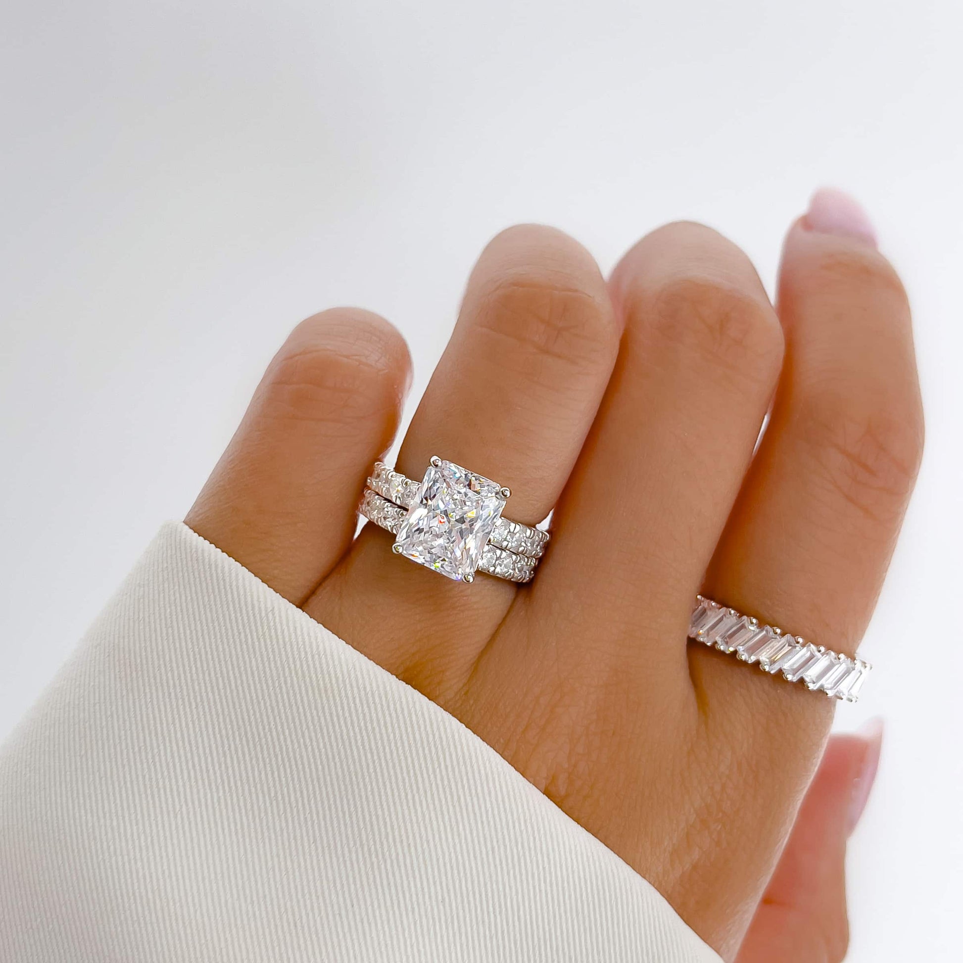 3 CT Radiant Pave Moissanite Engagement Ring