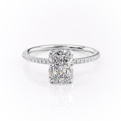 2 CT Radiant Hidden Halo & Pave Moissanite Engagement Ring