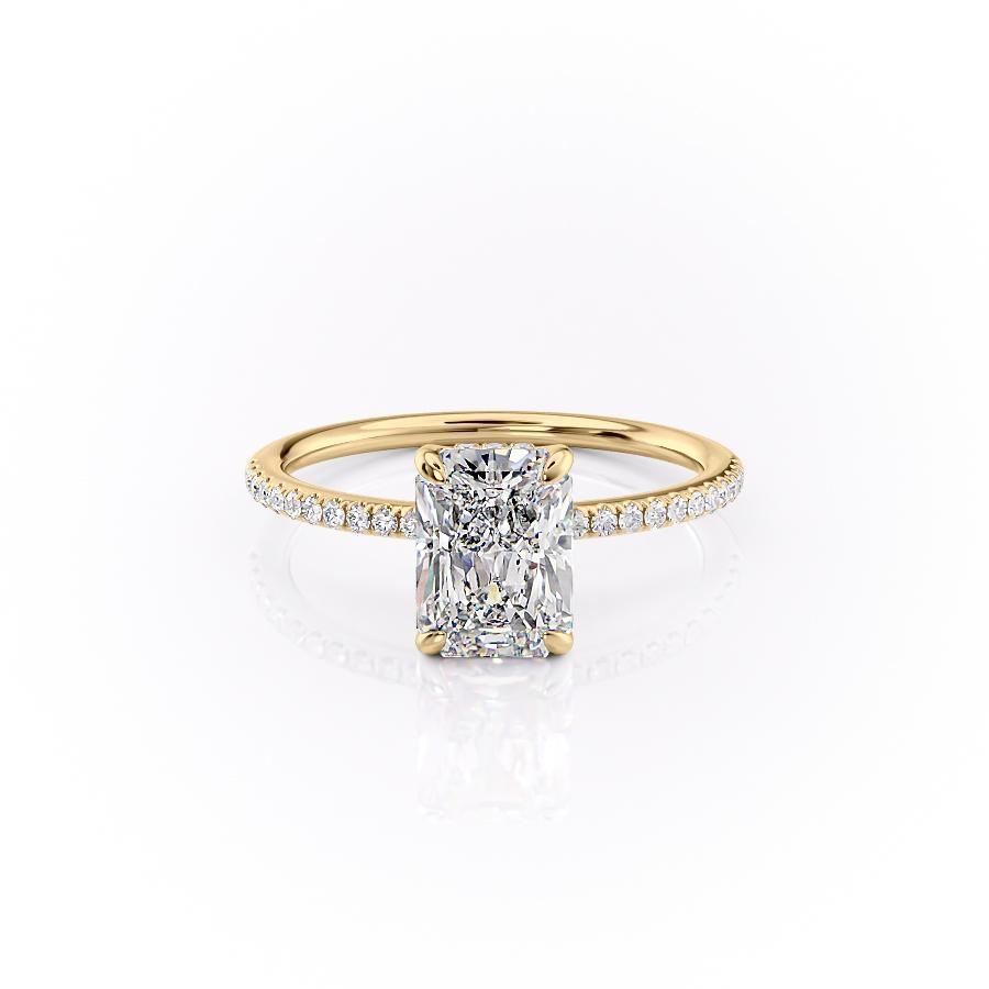 2 CT Radiant Hidden Halo & Pave Moissanite Engagement Ring