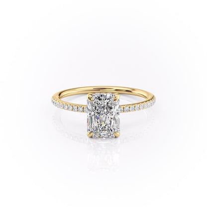 2 CT Radiant Hidden Halo & Pave Moissanite Engagement Ring
