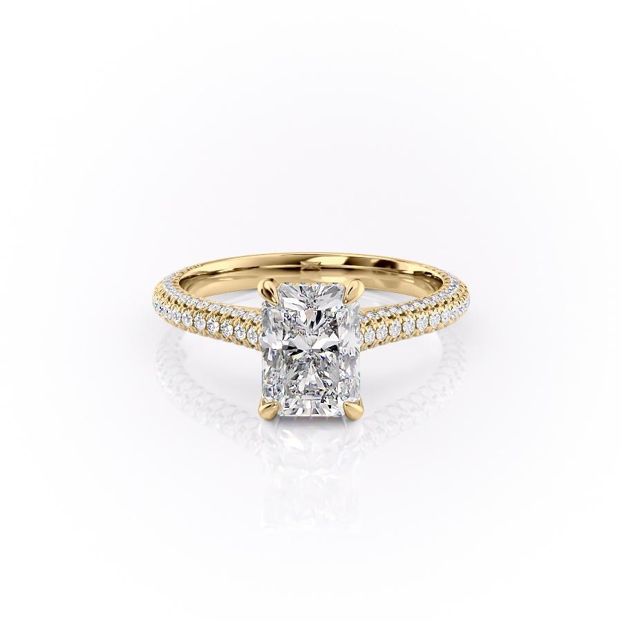 2.10 CT Radiant Hidden Halo & Pave Moissanite Engagement Ring