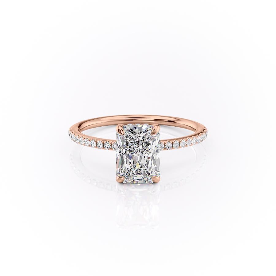 2 CT Radiant Hidden Halo & Pave Moissanite Engagement Ring