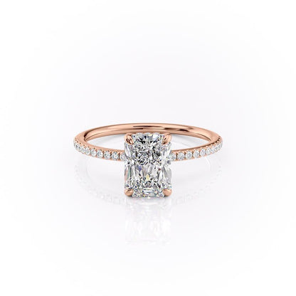 2 CT Radiant Hidden Halo & Pave Moissanite Engagement Ring