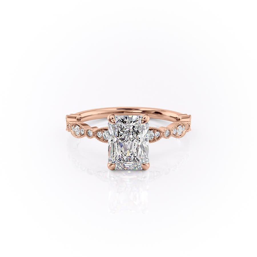 2.10 CT Radiant Milgrain Style Moissanite Engagement Ring 12