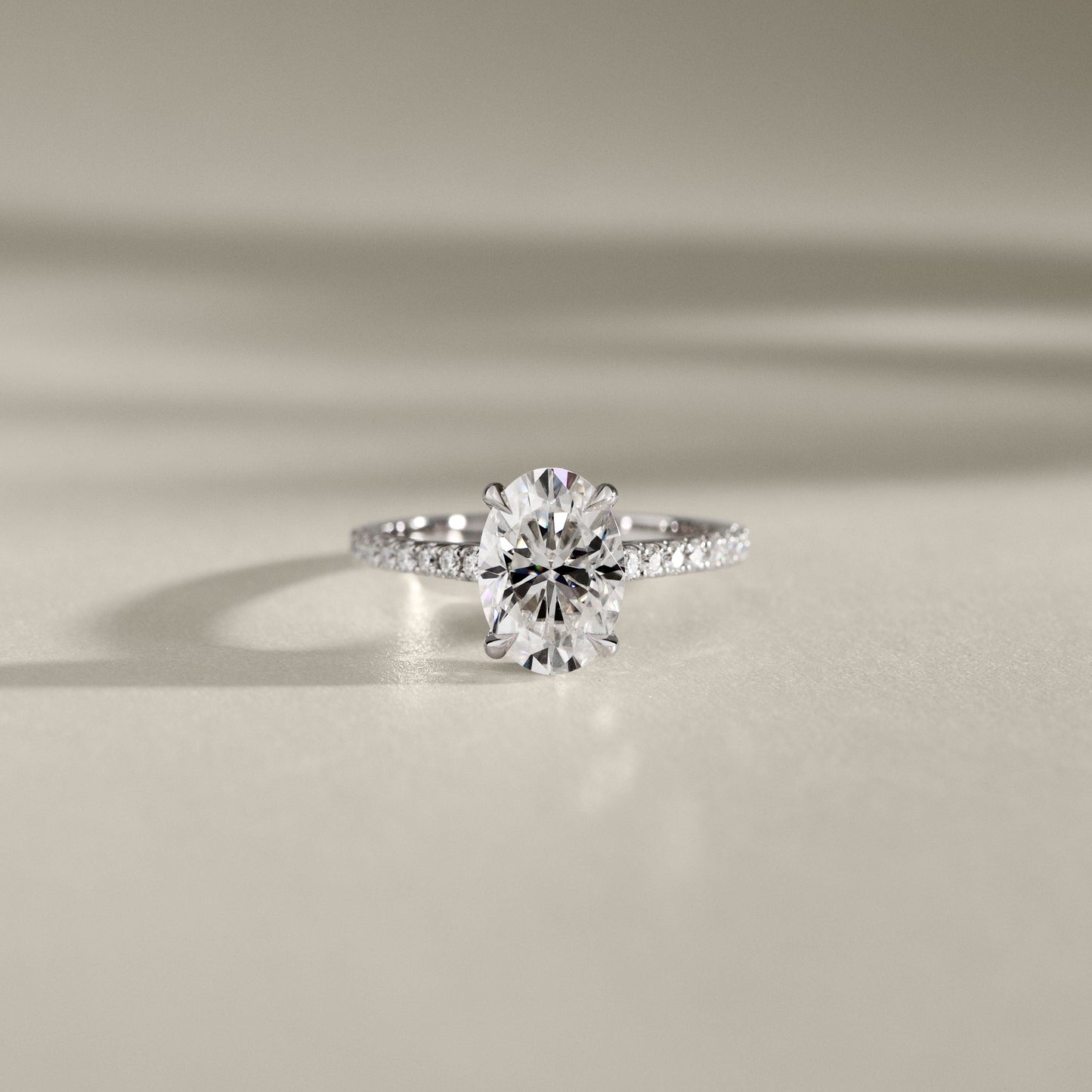 2.50 CT Oval Pave Moissanite Engagement Ring