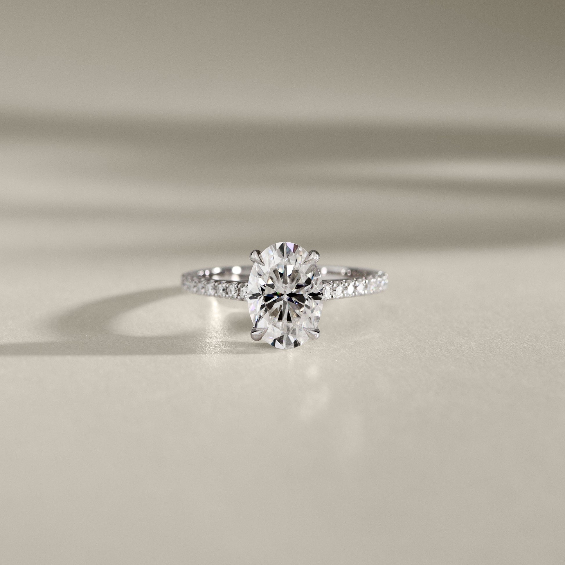 2.50 CT Oval Pave Moissanite Engagement Ring