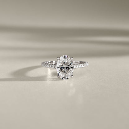 2.50 CT Oval Pave Moissanite Engagement Ring
