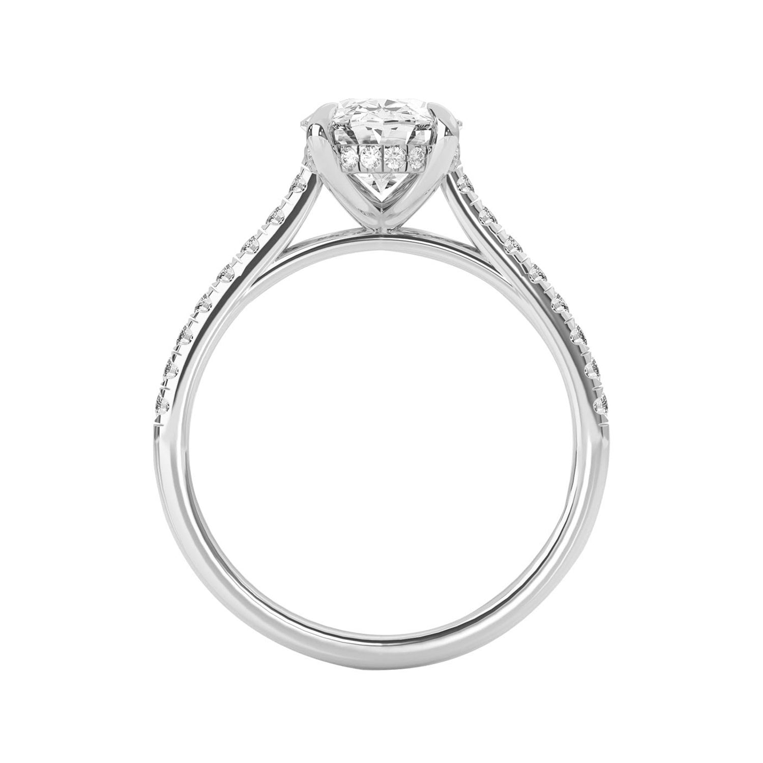 2.50 CT Oval Moissanite Hidden Halo Pave Setting Engagement Ring - farrellouise