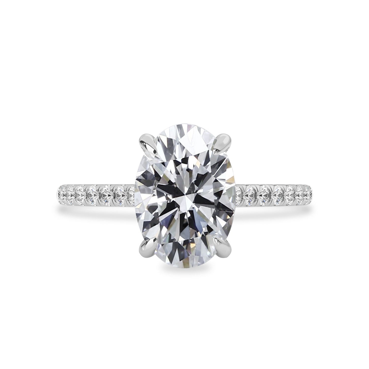 2.50 CT Oval Moissanite Hidden Halo Pave Setting Engagement Ring - farrellouise