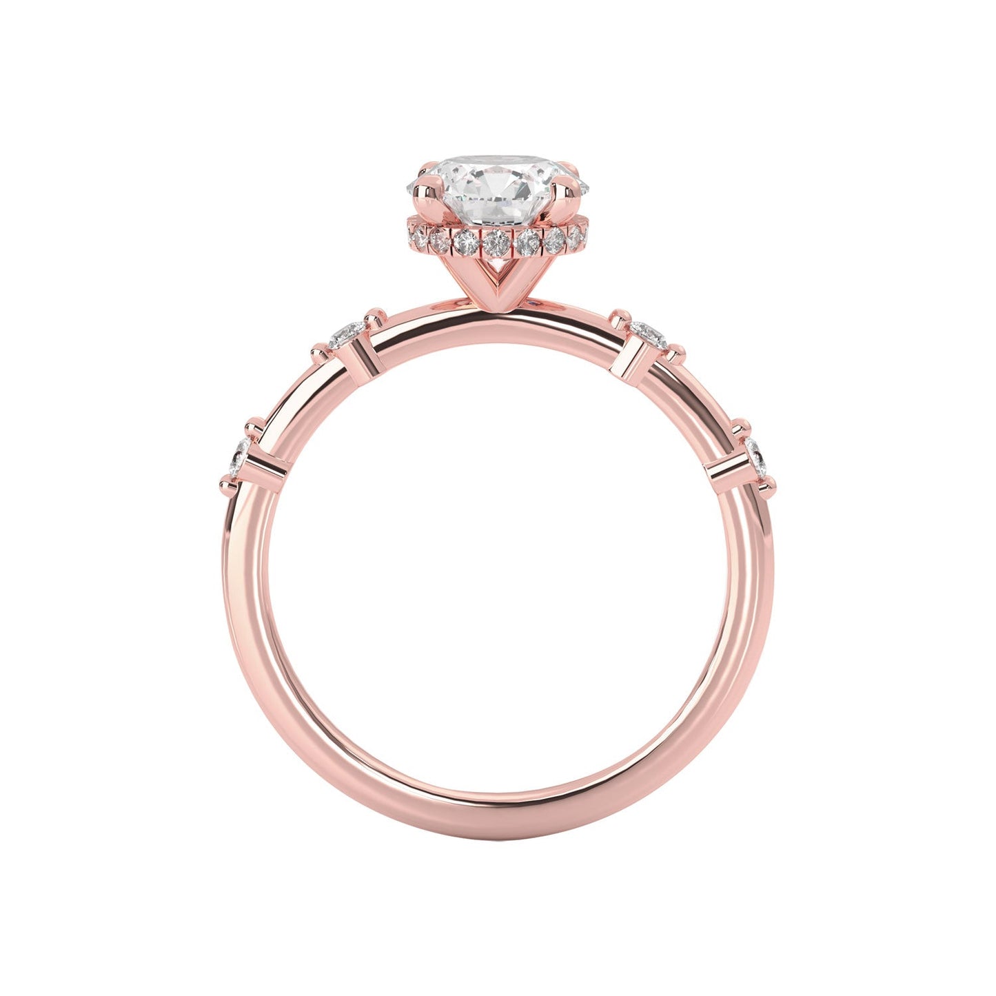 1.30 CT Round Moissanite Hidden Halo Dainty Engagement Ring - farrellouise
