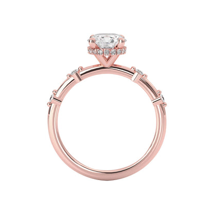 1.30 CT Round Moissanite Hidden Halo Dainty Engagement Ring - farrellouise