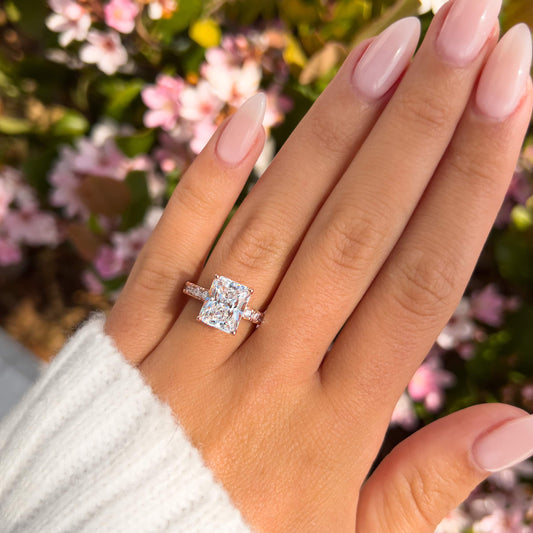 1.2 CT Radiant Pave Moissanite Engagement Ring