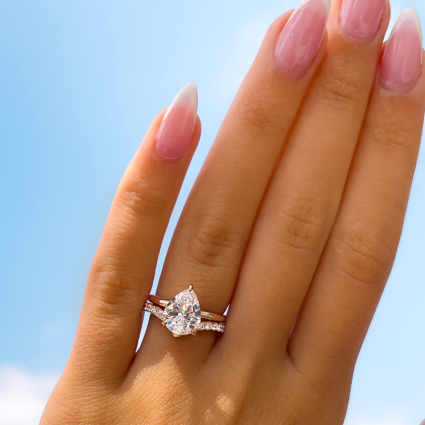 3 CT Pear Hidden Halo Moissanite Engagement Ring