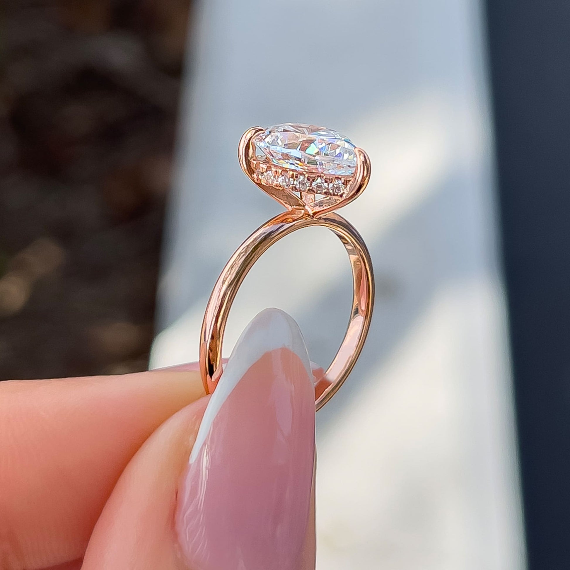 3 CT Pear Hidden Halo Moissanite Engagement Ring