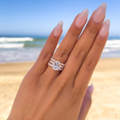 3 CT Oval Pave Moissanite Engagement Ring