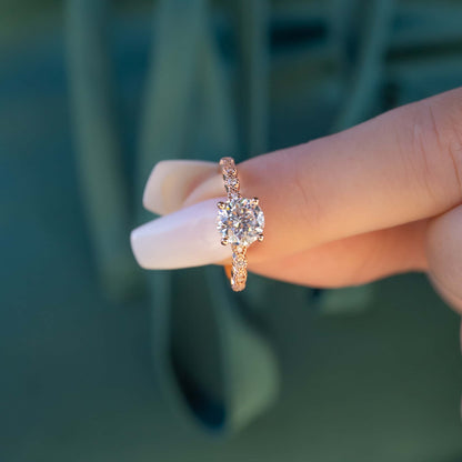 1.8 CT Round Pave Moissanite Engagement Ring