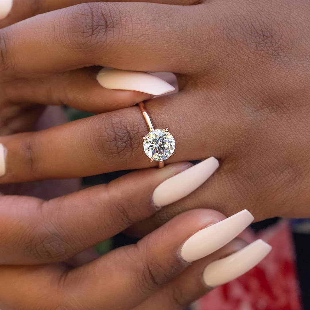 3 CT Round Hidden Halo Moissanite Engagement Ring