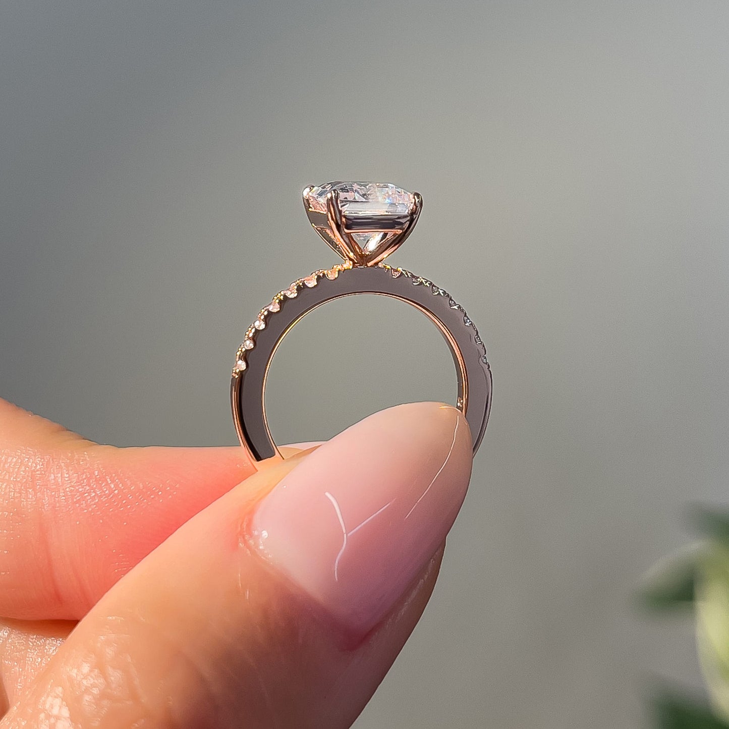 1 CT Emerald Pave Moissanite Engagement Ring