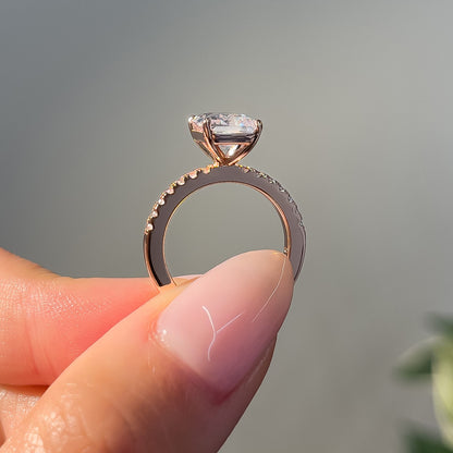 1 CT Emerald Pave Moissanite Engagement Ring