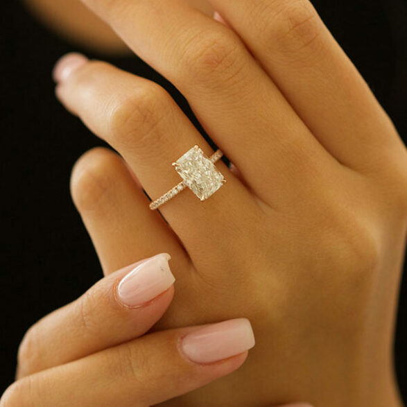 3.51 CT Radiant Pave Moissanite Engagement Ring