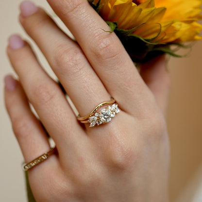 1.0 CT Round Cluster Moissanite Engagement Ring