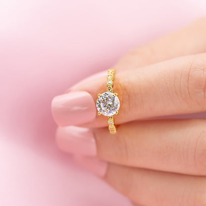 1.8 CT Round Pave Moissanite Engagement Ring