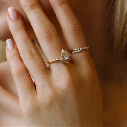 0.50 CT Round Cluster Moissanite Engagement Ring