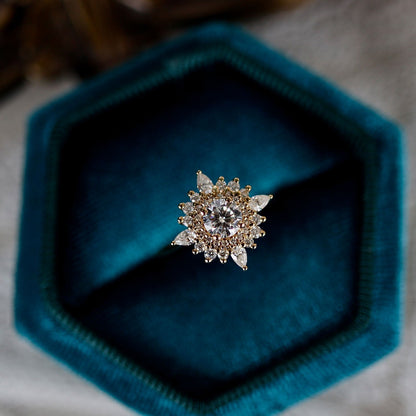 0.50 CT Round Cluster Moissanite Engagement Ring