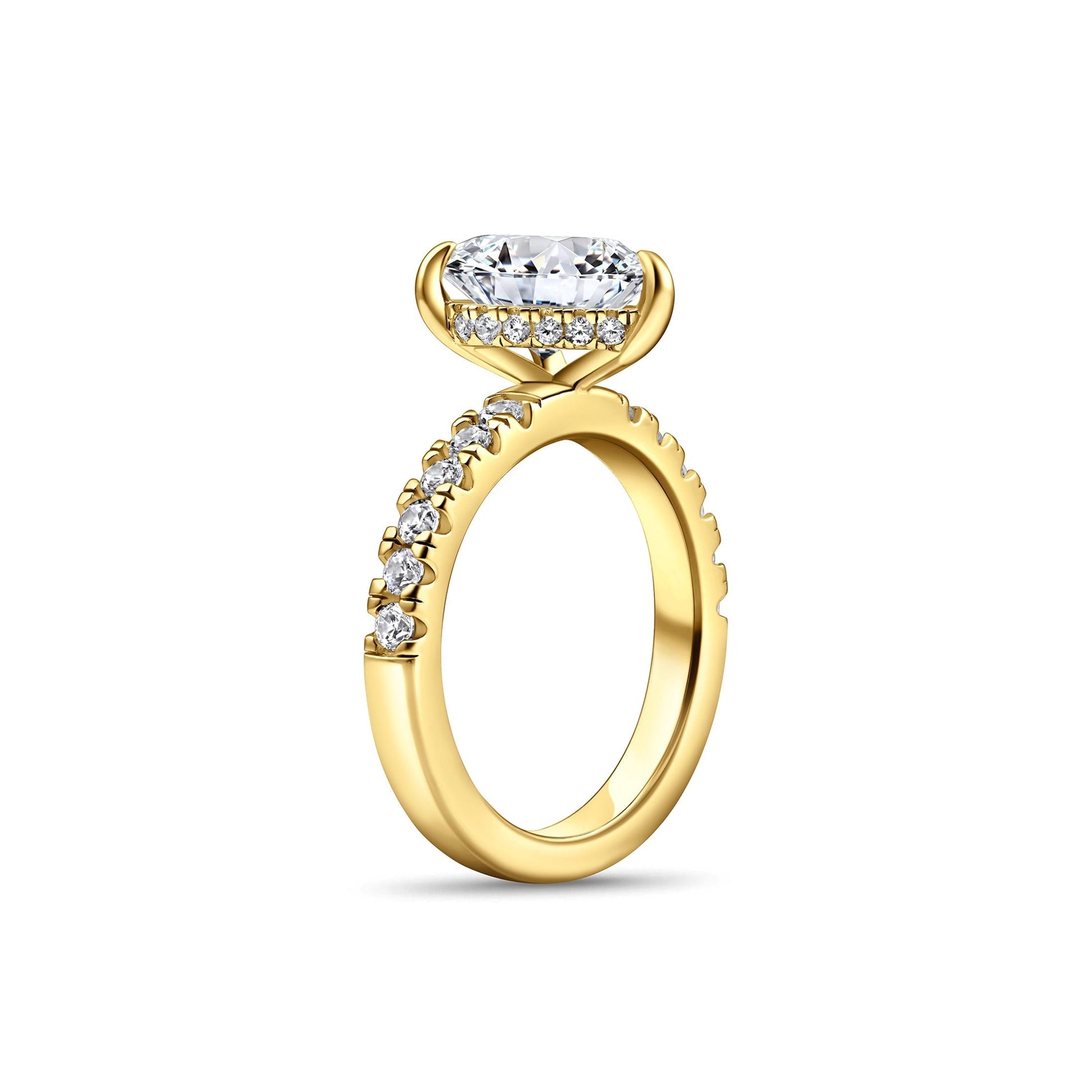 0.75 CT Pear Pave Moissanite Engagement Ring
