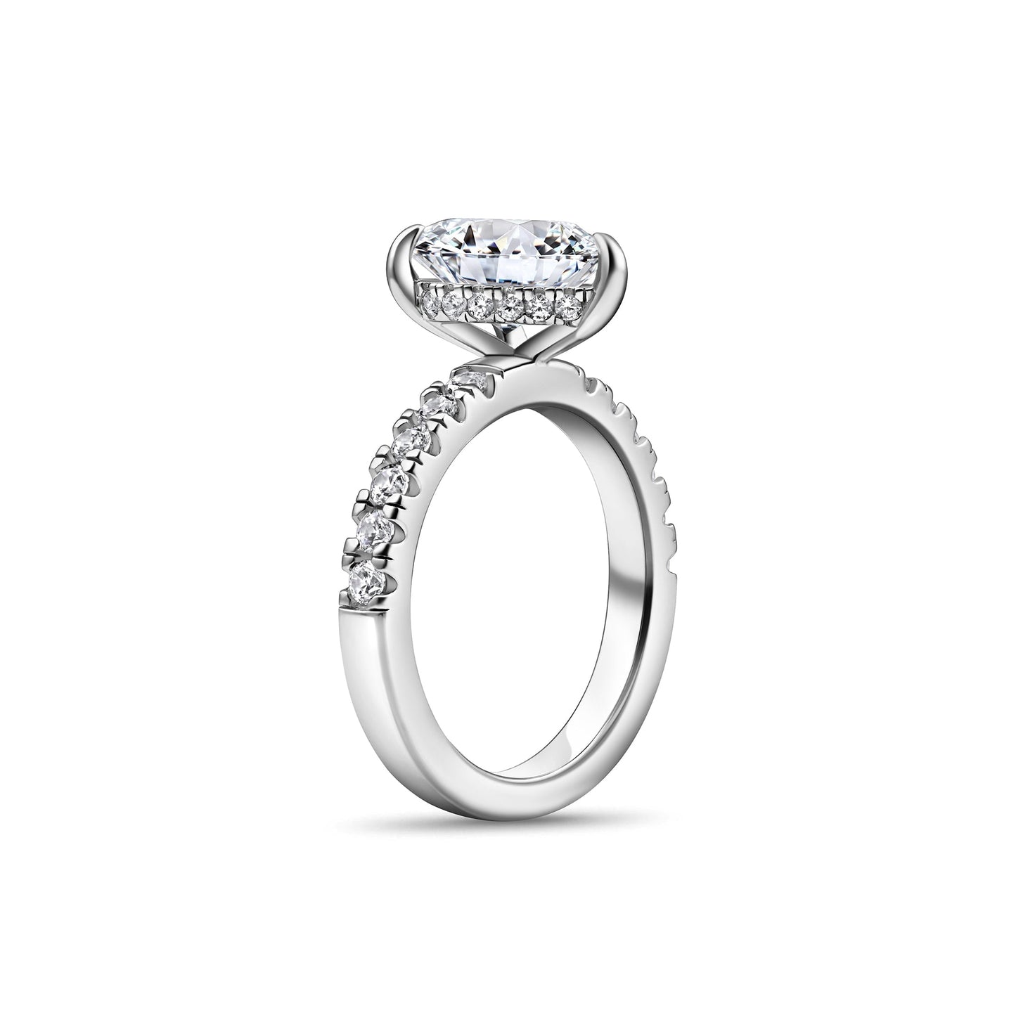 0.75 CT Pear Pave Moissanite Engagement Ring