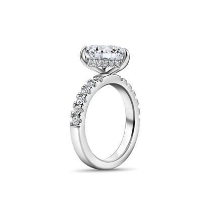 0.75 CT Pear Pave Moissanite Engagement Ring