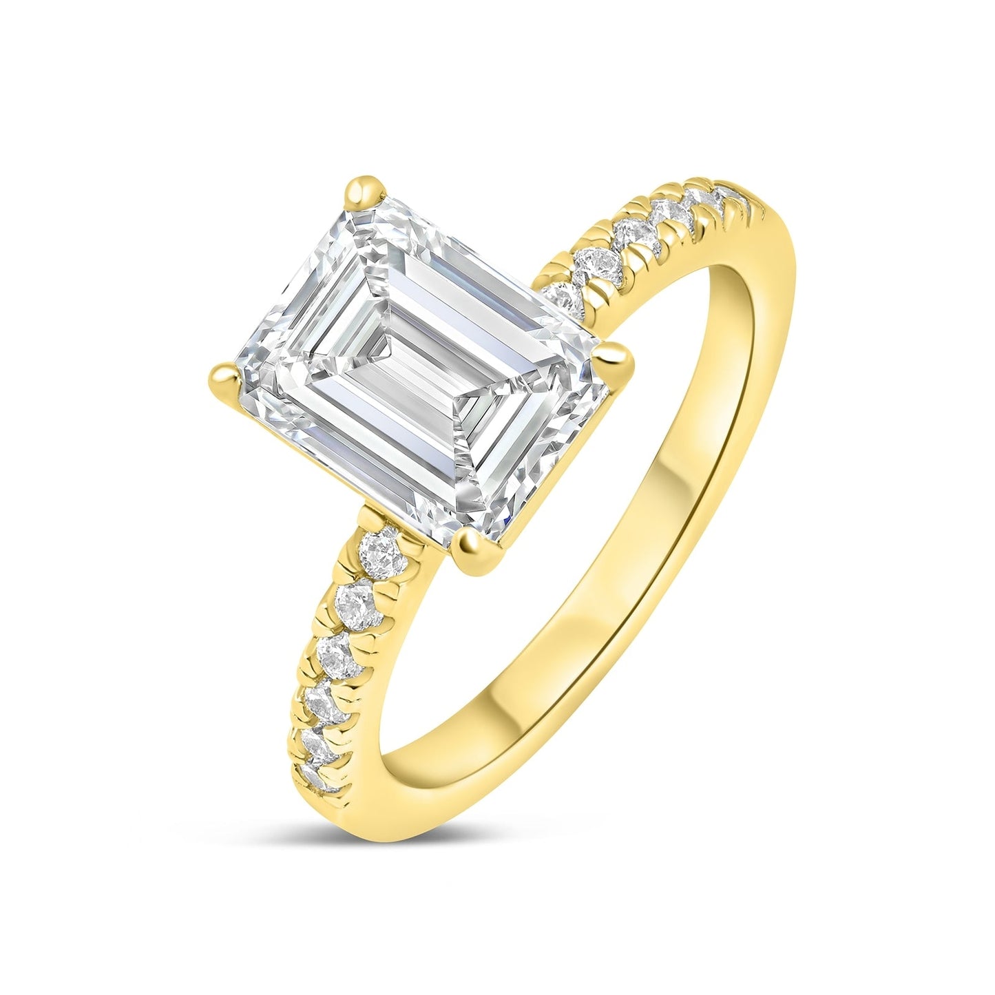 3 CT Emerald Pave Moissanite Engagement Ring