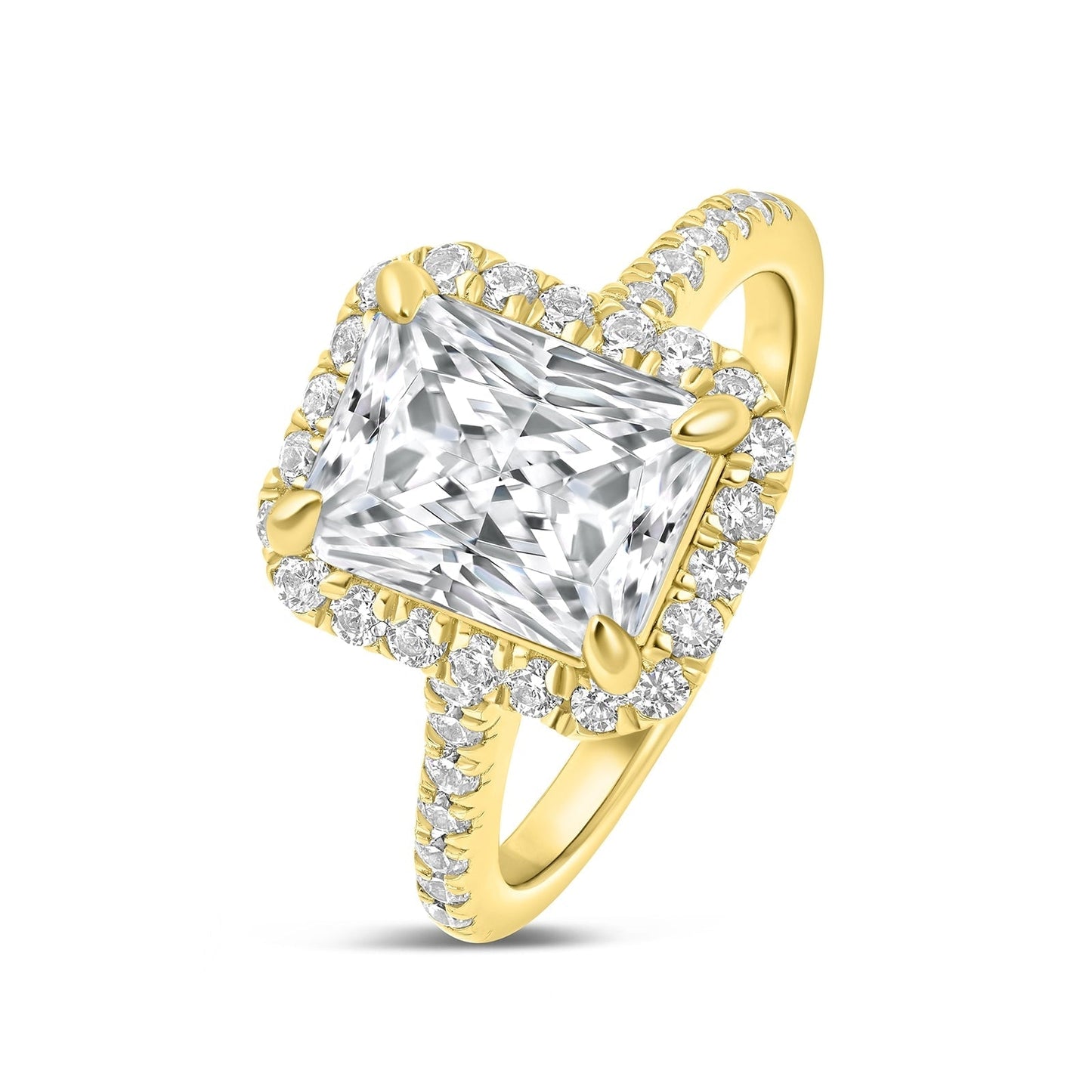 1.5 CT Radiant Halo & Pave Moissanite Engagement Ring
